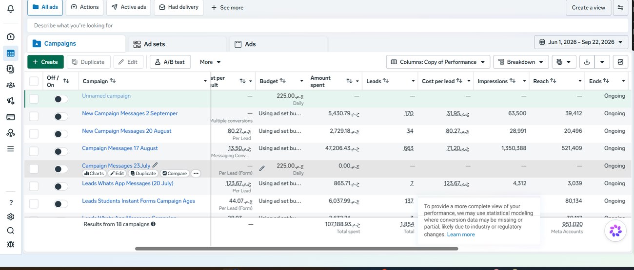 Lead generation campaign results screenshot
